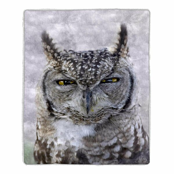 Daphnes Dinnette Sherpa Fleece Throw Blanket- Owl Print Pattern DA3236299